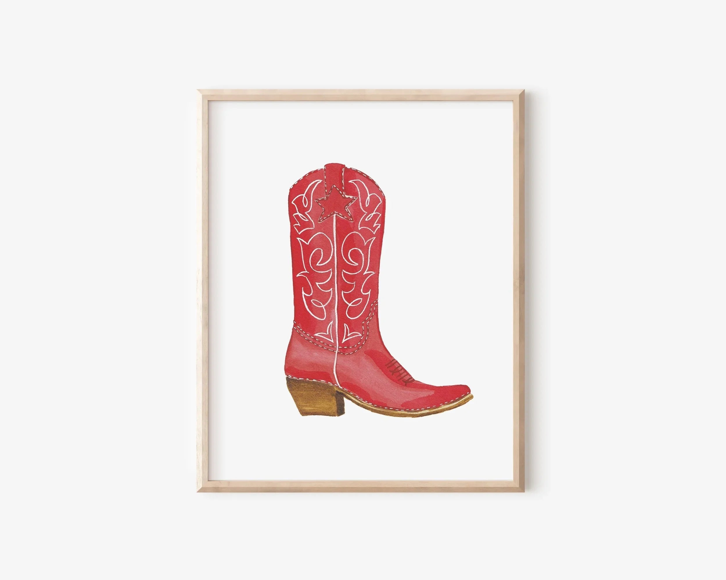 Red Boot Art Print 8x10
