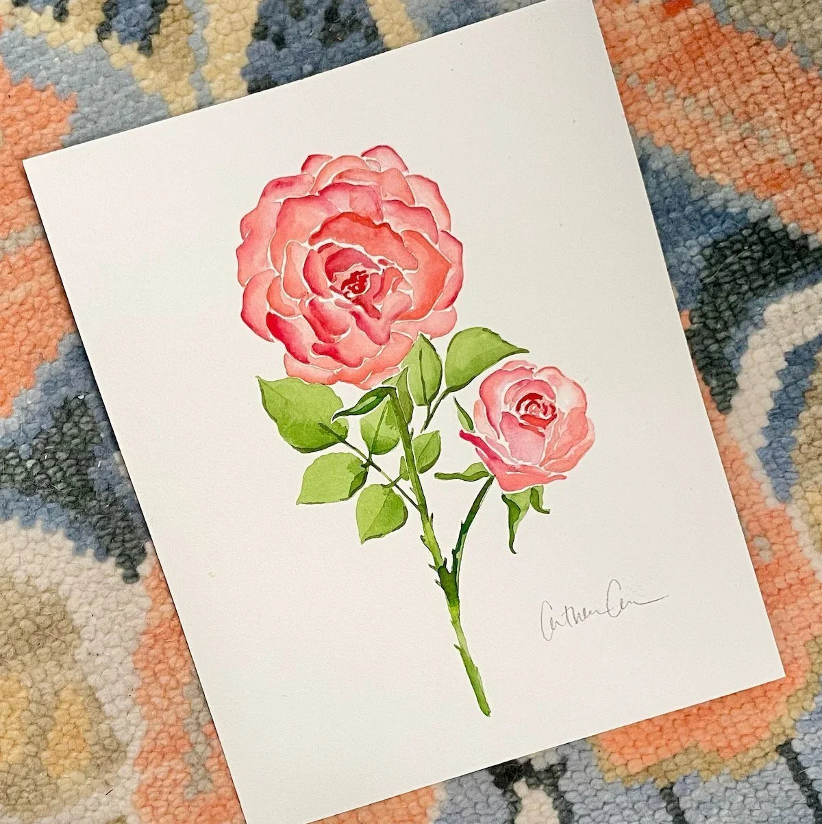 Botanical Original Painting - Rose