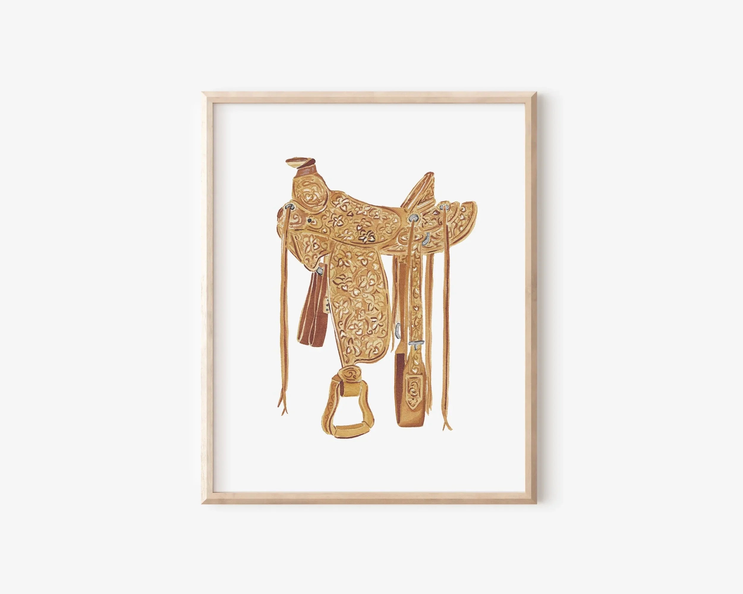 Western Saddle Art Print 8x10