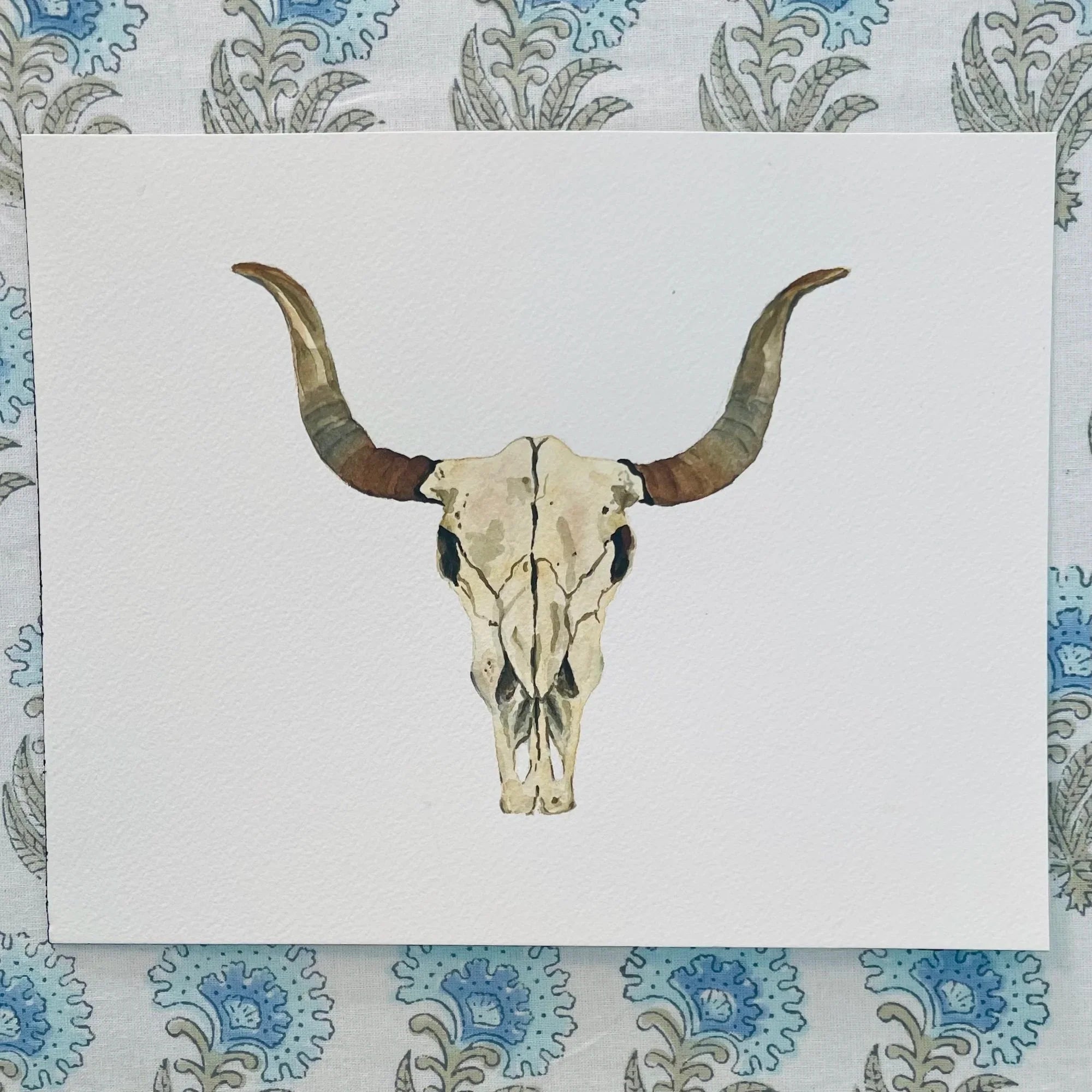 Cow Skull Acrylic Art Block