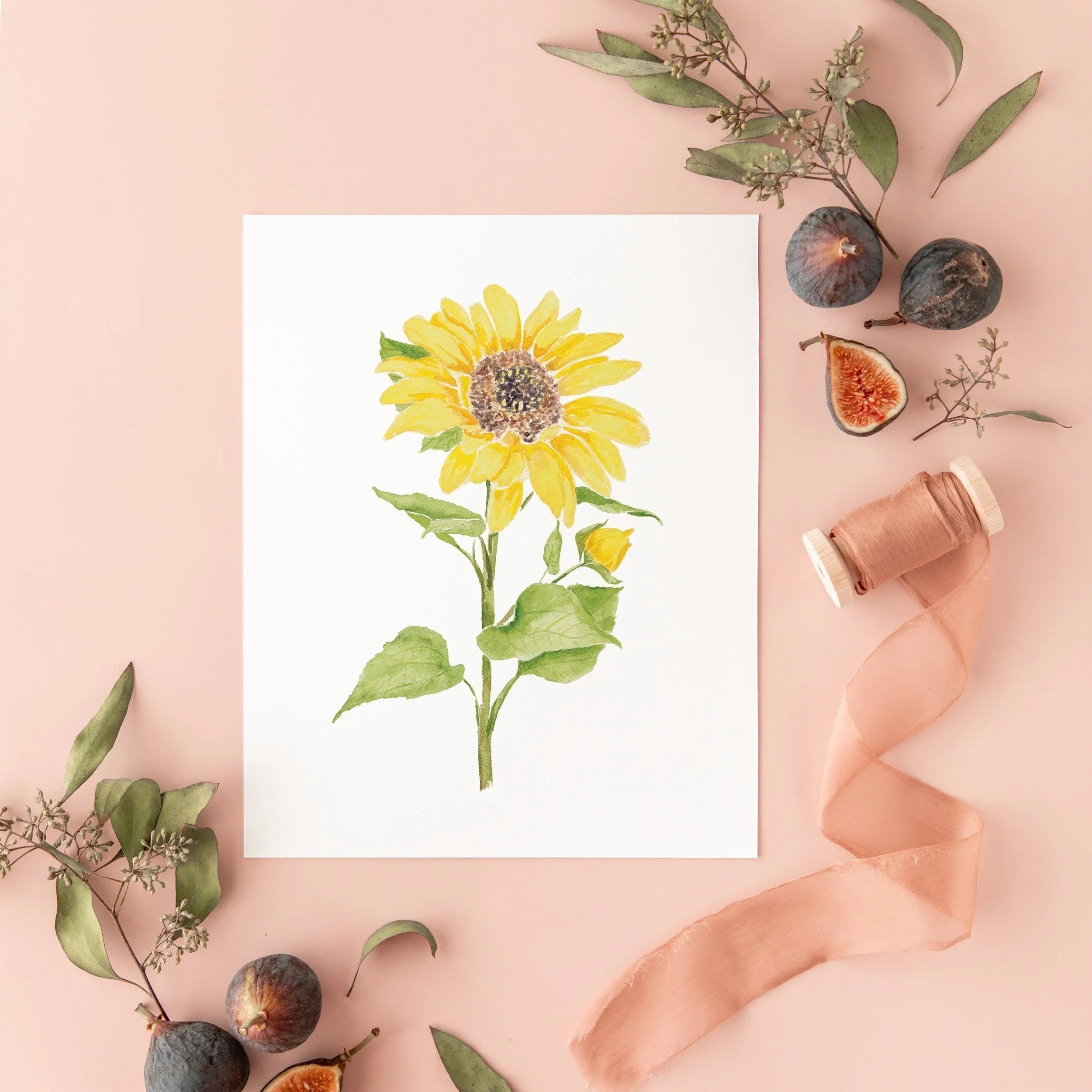 Botanical Art Prints 8x10 - Sunflower