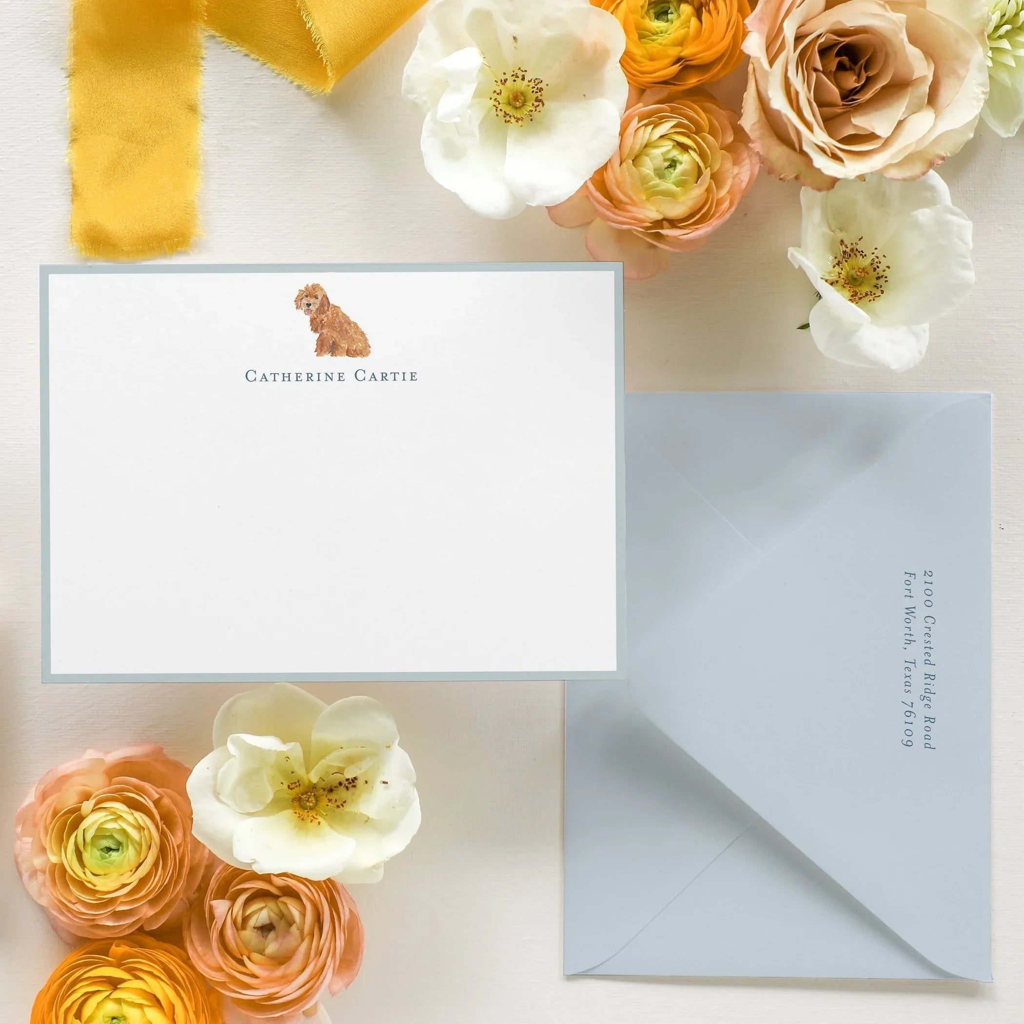 Personalized Dog Flat Notecards