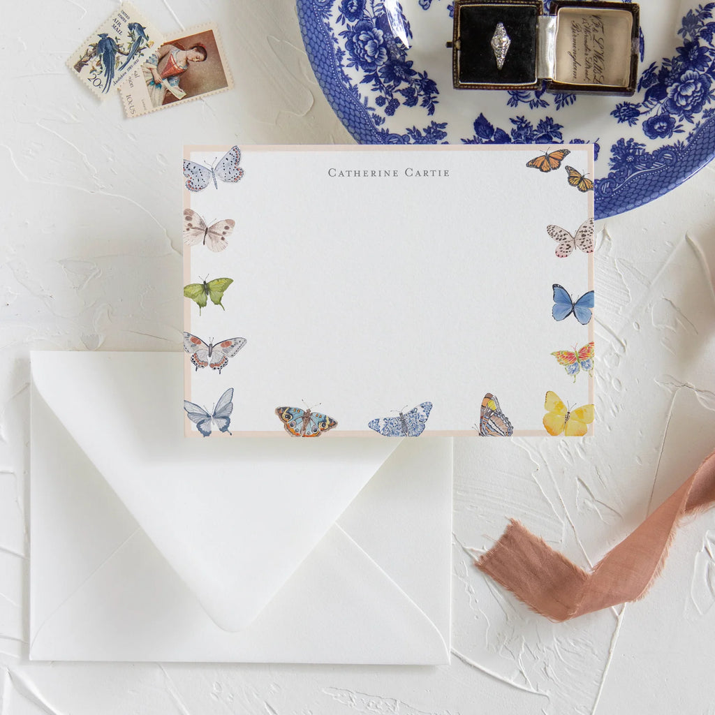 Personalized Butterfly Flat Notecards