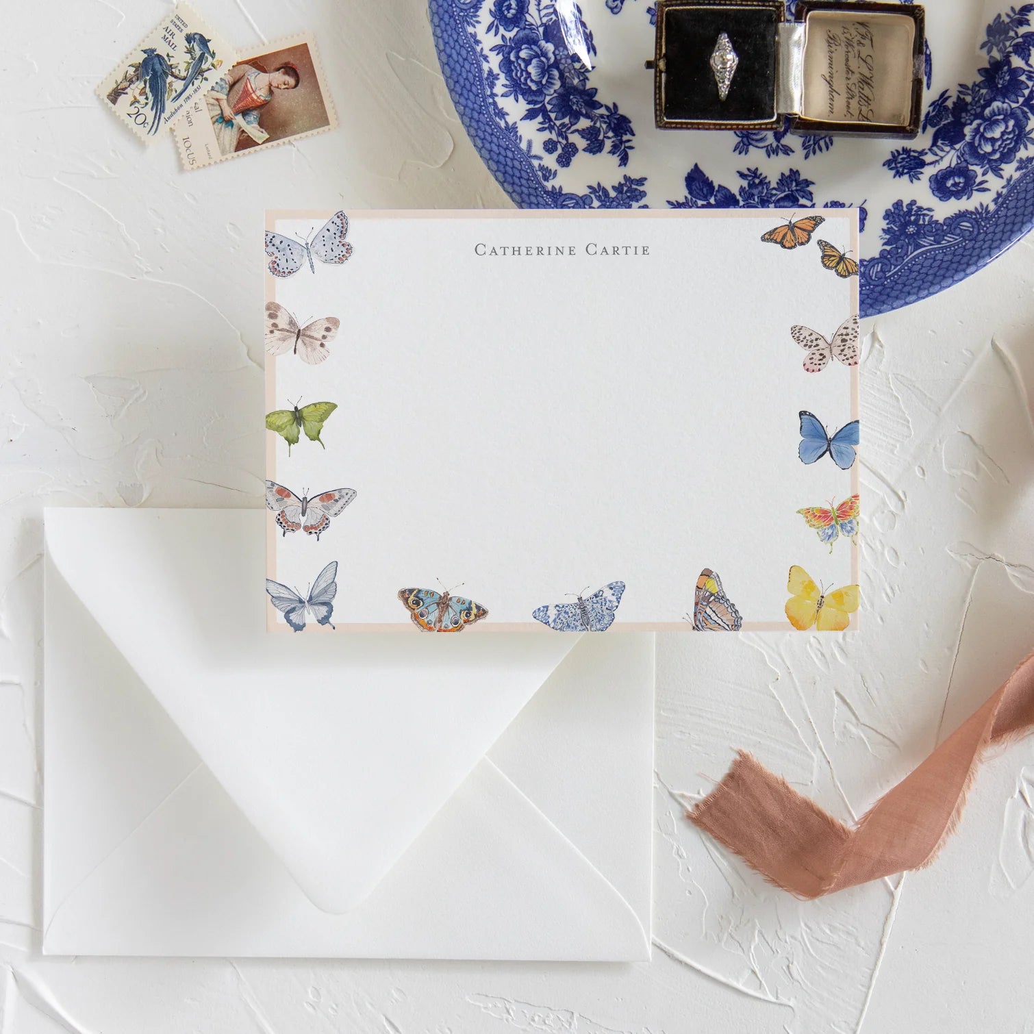 Personalized Butterfly Flat Notecards