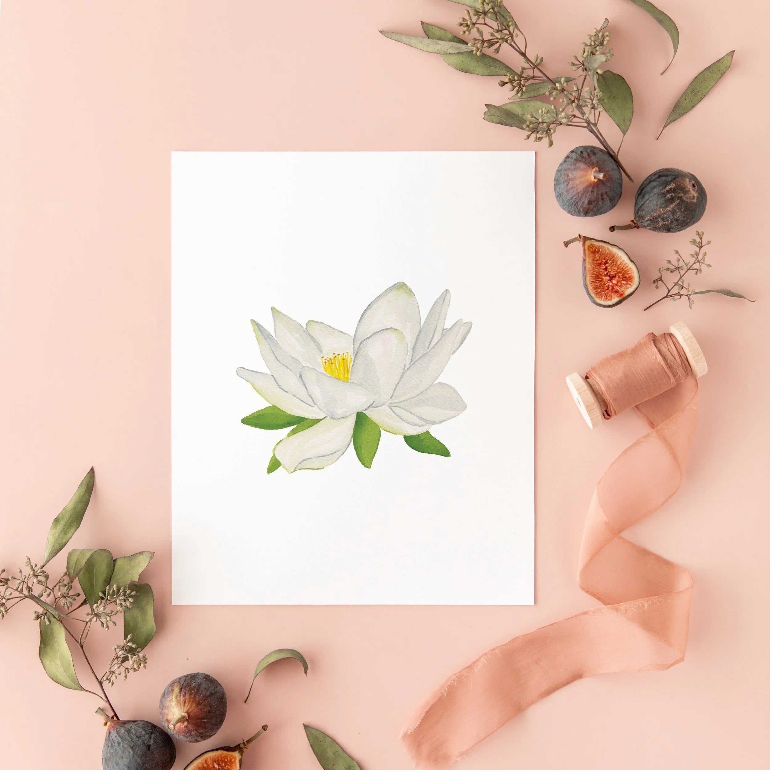 Botanical Art Prints 8x10 - White Lotus
